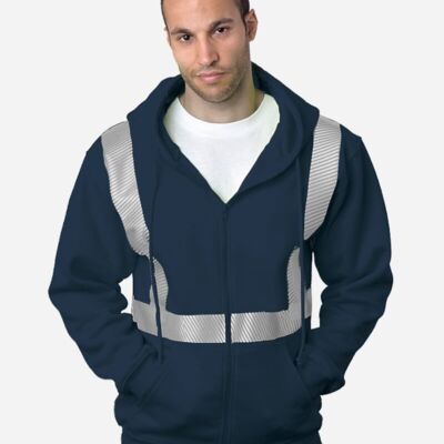 USA-Made Hi-Visibility Full-Zip Hooded Sweatshirt - Segmented Tape Thumbnail